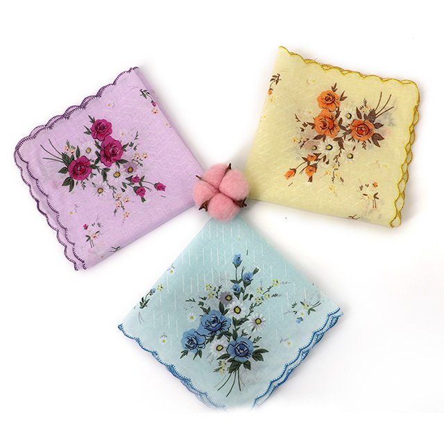 Trendy style cheap floral flower printed cotton women soft handkerchief