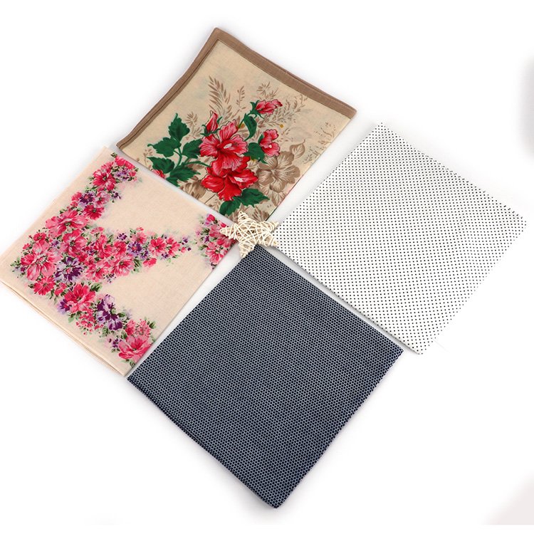 Flower Design Cotton 40S Handkerchief in Stock