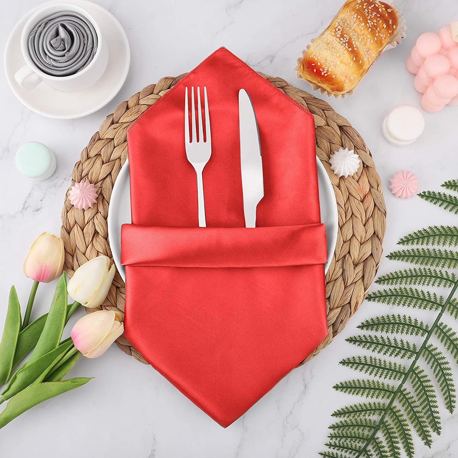 43*43cm Square Satin Table Napkins Soft Handkerchief Romantic Wedding Banquet Table Cloth Dinner Decoration Custom Napkins OEM