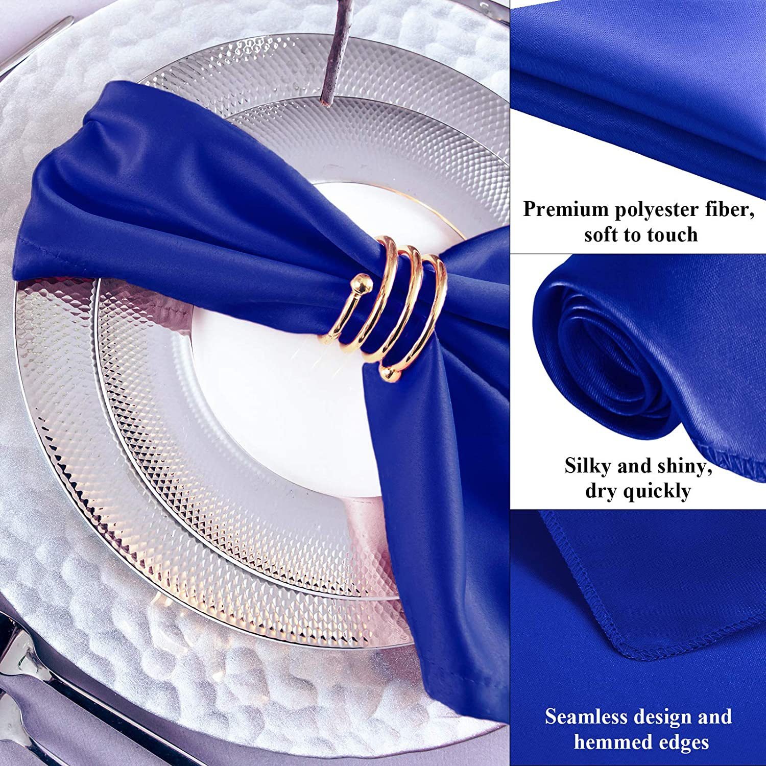 43*43cm Square Satin Table Napkins Soft Handkerchief Romantic Wedding Banquet Table Cloth Dinner Decoration Custom Napkins OEM