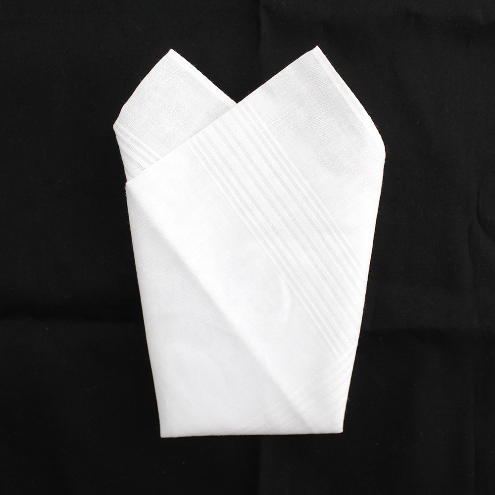 China Wholesale Gift Fashion Classic Pocket Squares Mens Luxury High Quality Solid Striped White Cotton Handkerchief For Men