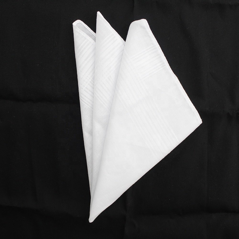 China Wholesale Gift Fashion Classic Pocket Squares Mens Luxury High Quality Solid Striped White Cotton Handkerchief For Men