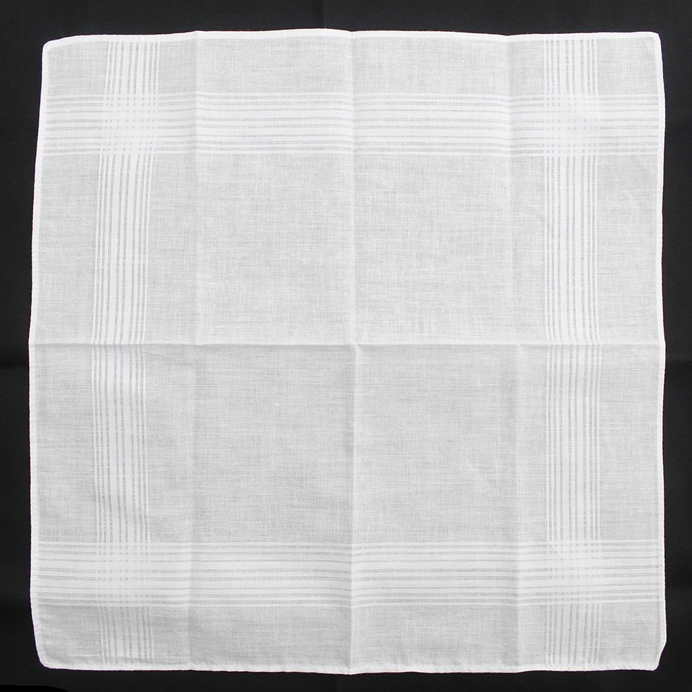 China Wholesale Gift Fashion Classic Pocket Squares Mens Luxury High Quality Solid Striped White Cotton Handkerchief For Men