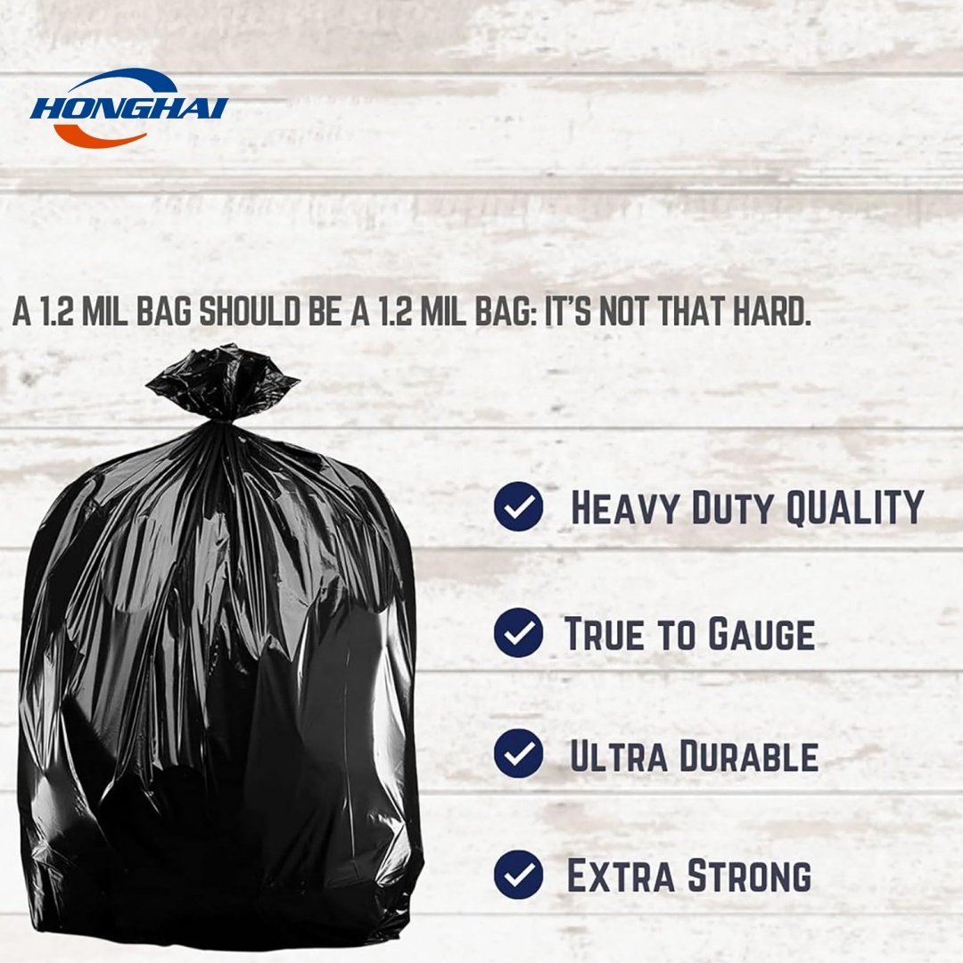 55-60 Gallon Plastic Contractor trash bags garbage bags,Black Heavy Duty Garbage Bag