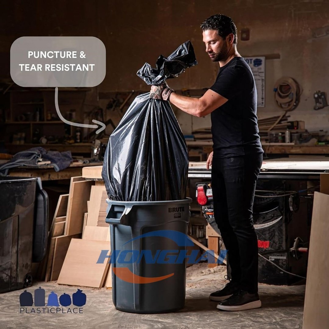55-60 Gallon Plastic Contractor trash bags garbage bags,Black Heavy Duty Garbage Bag