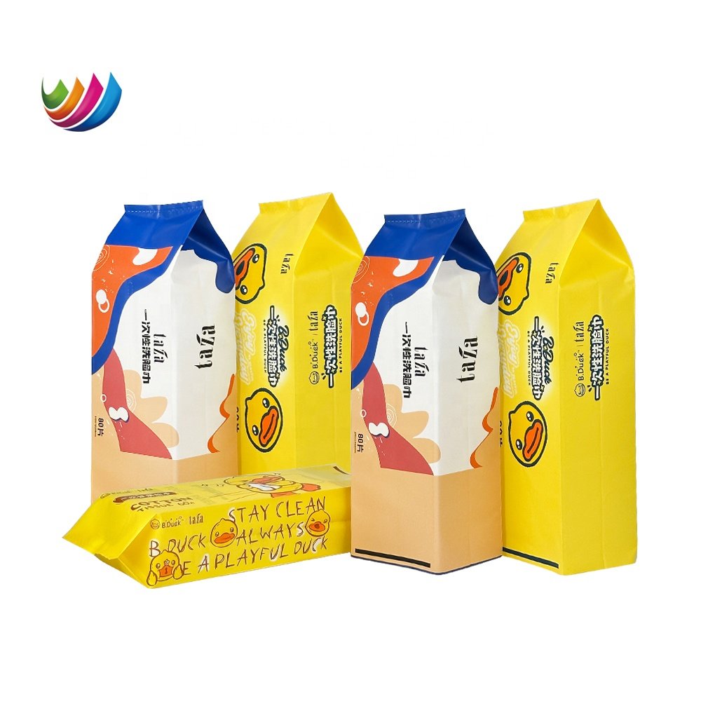 OEM ODM side gusset packaging plastic bag for facial cleansing tissue custom printing facial tissue EVA soft pack