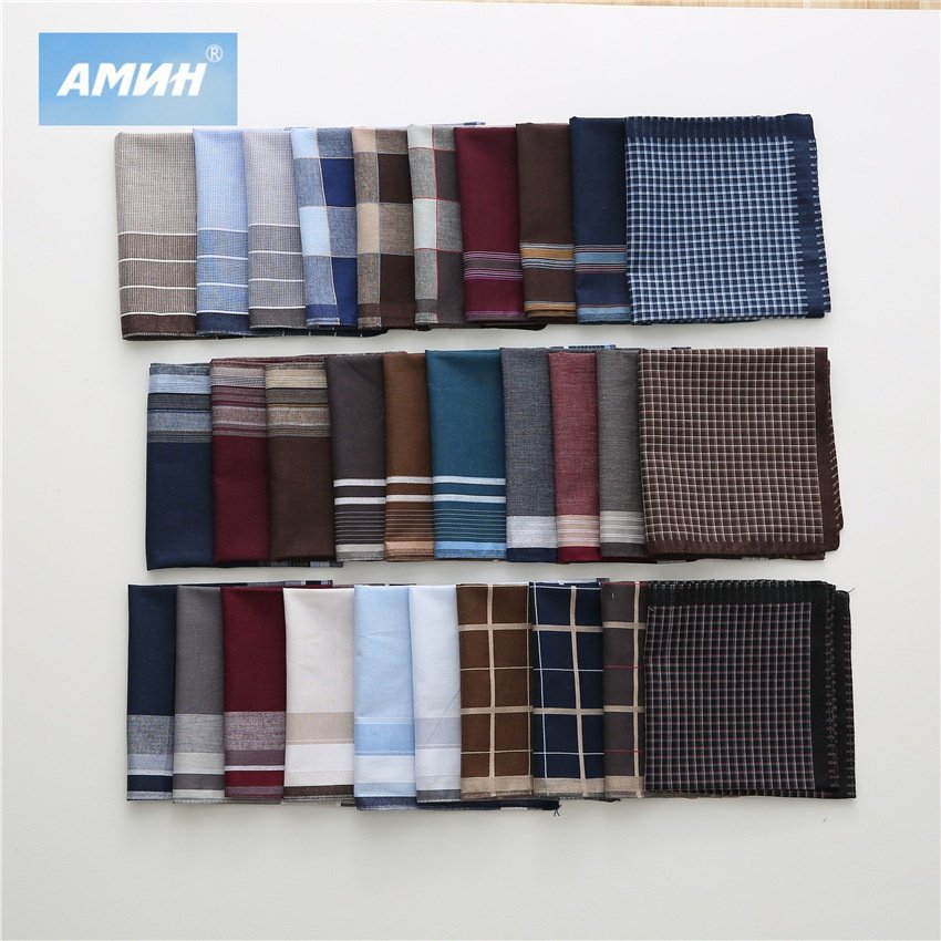 FUBU High Quality Men Striped Woven Handkerchief Mix Colors Etiquette Handkerchief Pure Cotton Pocket Square