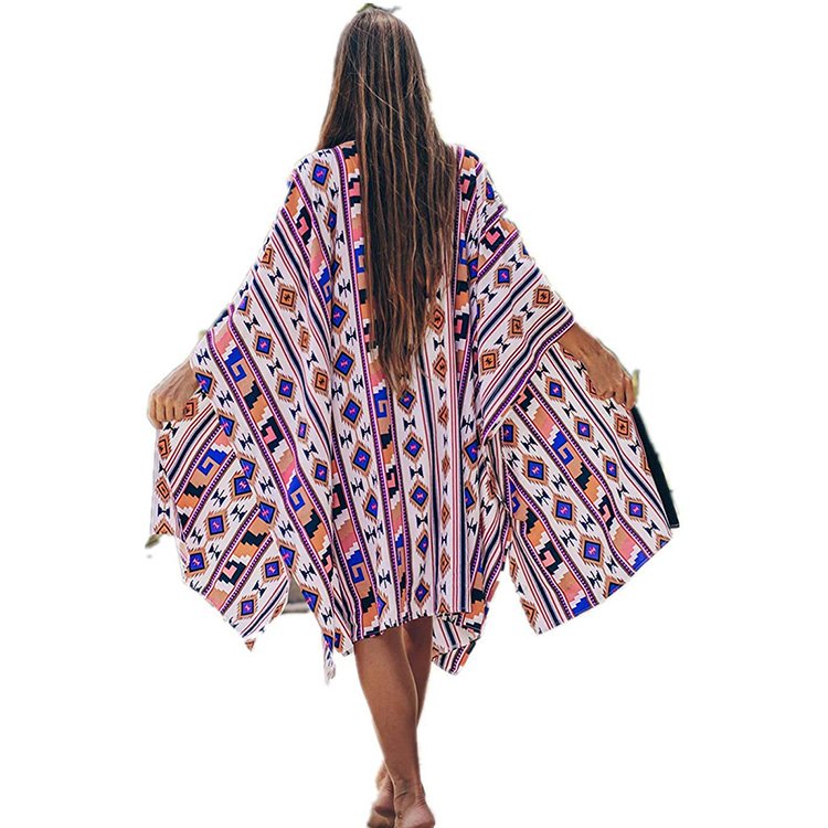 Kimono Beach Wear Summer Women Wear Kaftan Long Civer Floral Cardigan Open Kimono Beach Swimmer Cover Up Dress For Bikini