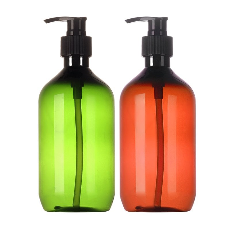 Empty Round Plastic Shampoo Bottle 300ml 500ml Plastic Body Hand Wash Bottle With Pump