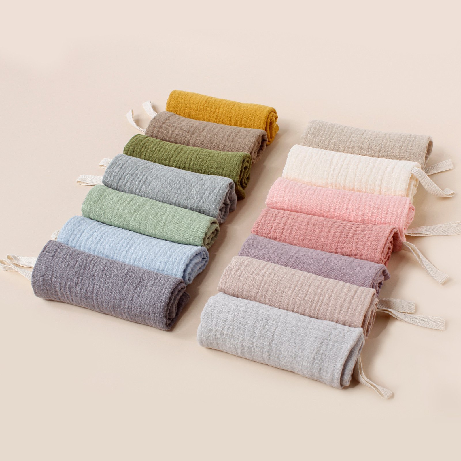 Cotton Soft Small Square Towel with Hanging Rope Double Layer Muslin Square Handkerchief 100% Cotton Muslin Washcloth for Babies