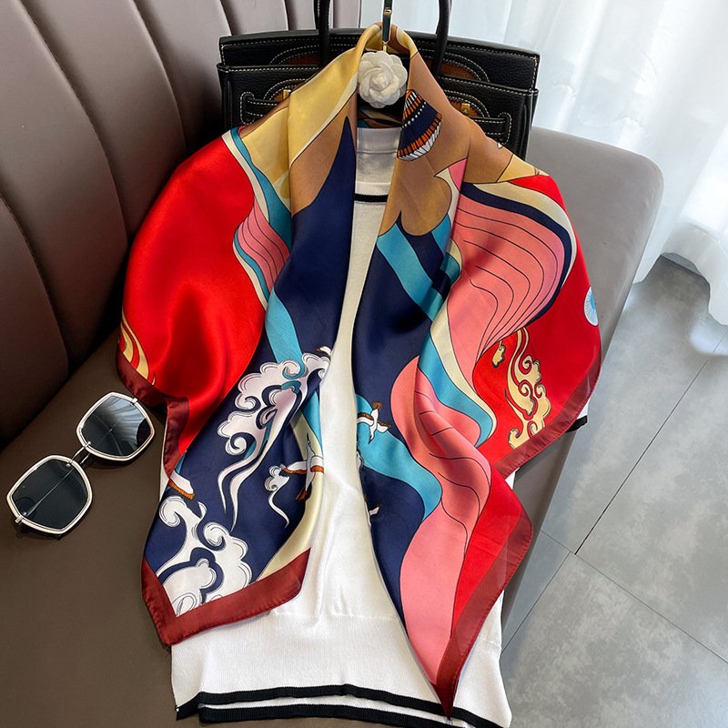Newest printed soft Handkerchiefs thin light 90*90 square beach towel silk scarf