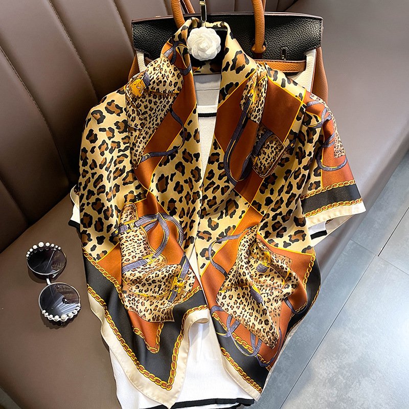 Newest printed soft Handkerchiefs thin light 90*90 square beach towel silk scarf