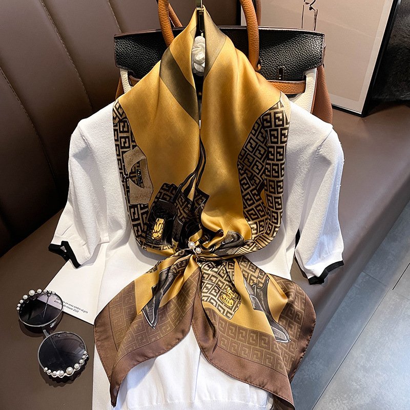 Newest printed soft Handkerchiefs thin light 90*90 square beach towel silk scarf