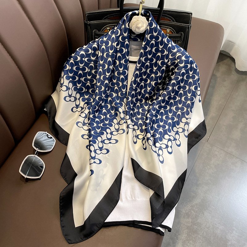 Newest printed soft Handkerchiefs thin light 90*90 square beach towel silk scarf