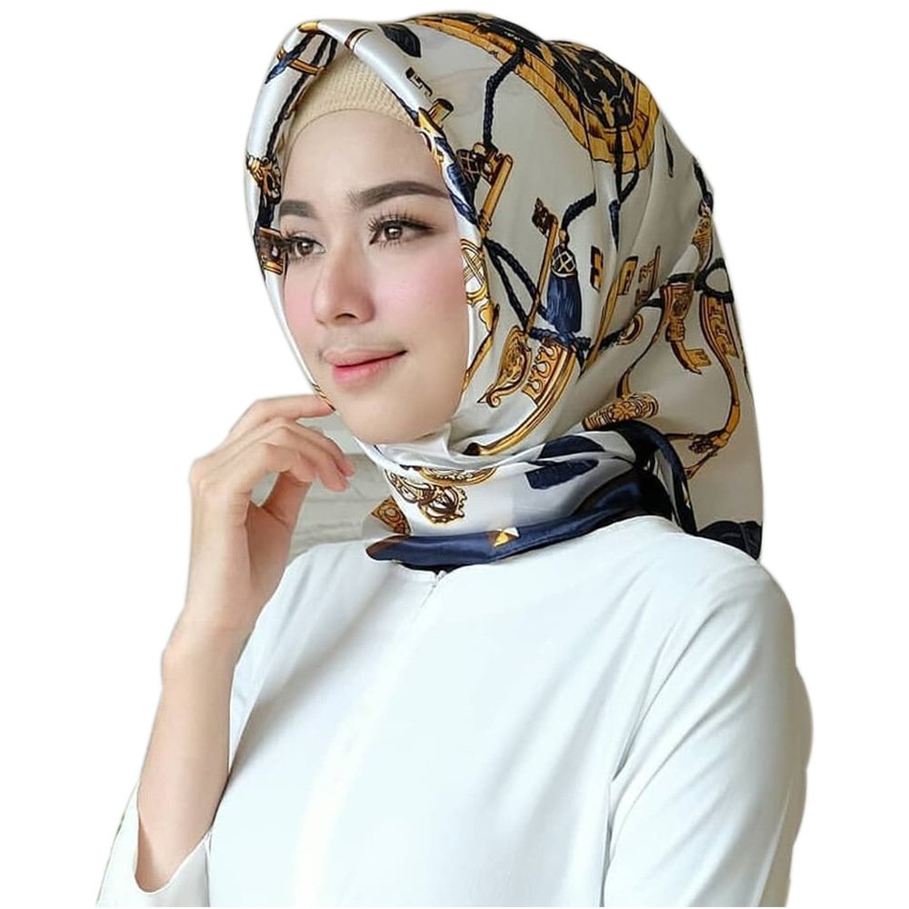 GLS079 2023 Wholesale Printed New Fashion hijabs muslim women Ladies Silk Satin Square Head Scarves custom print handkerchief