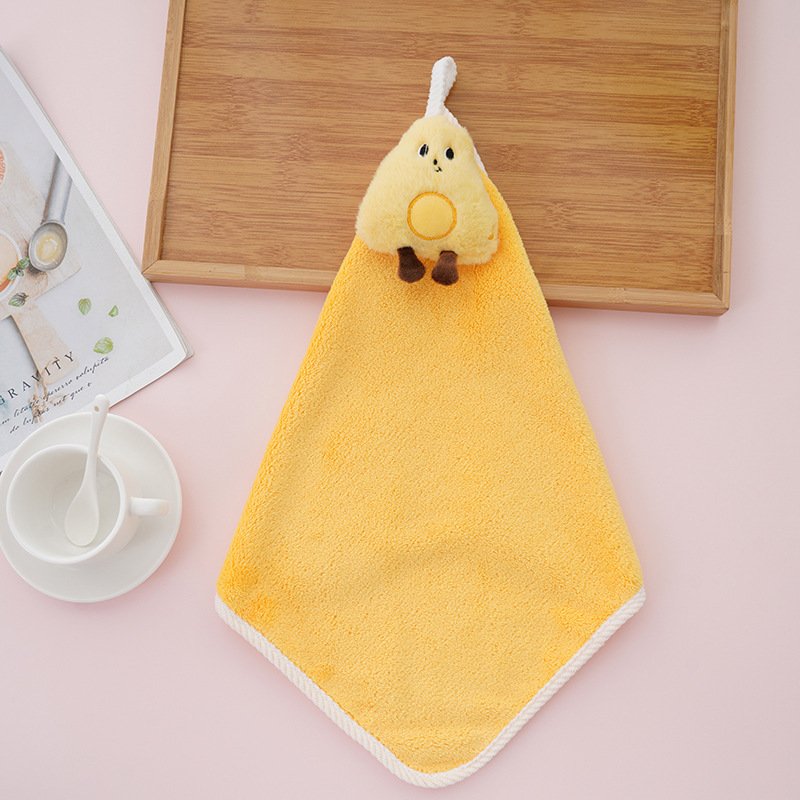 Cartoon kids hanging ring handkerchief baby hanging towel Suitable for kitchen and bathroom kids microfiber gooded towel