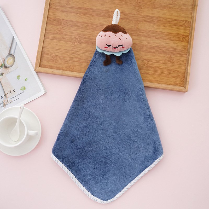 Cartoon kids hanging ring handkerchief baby hanging towel Suitable for kitchen and bathroom kids microfiber gooded towel