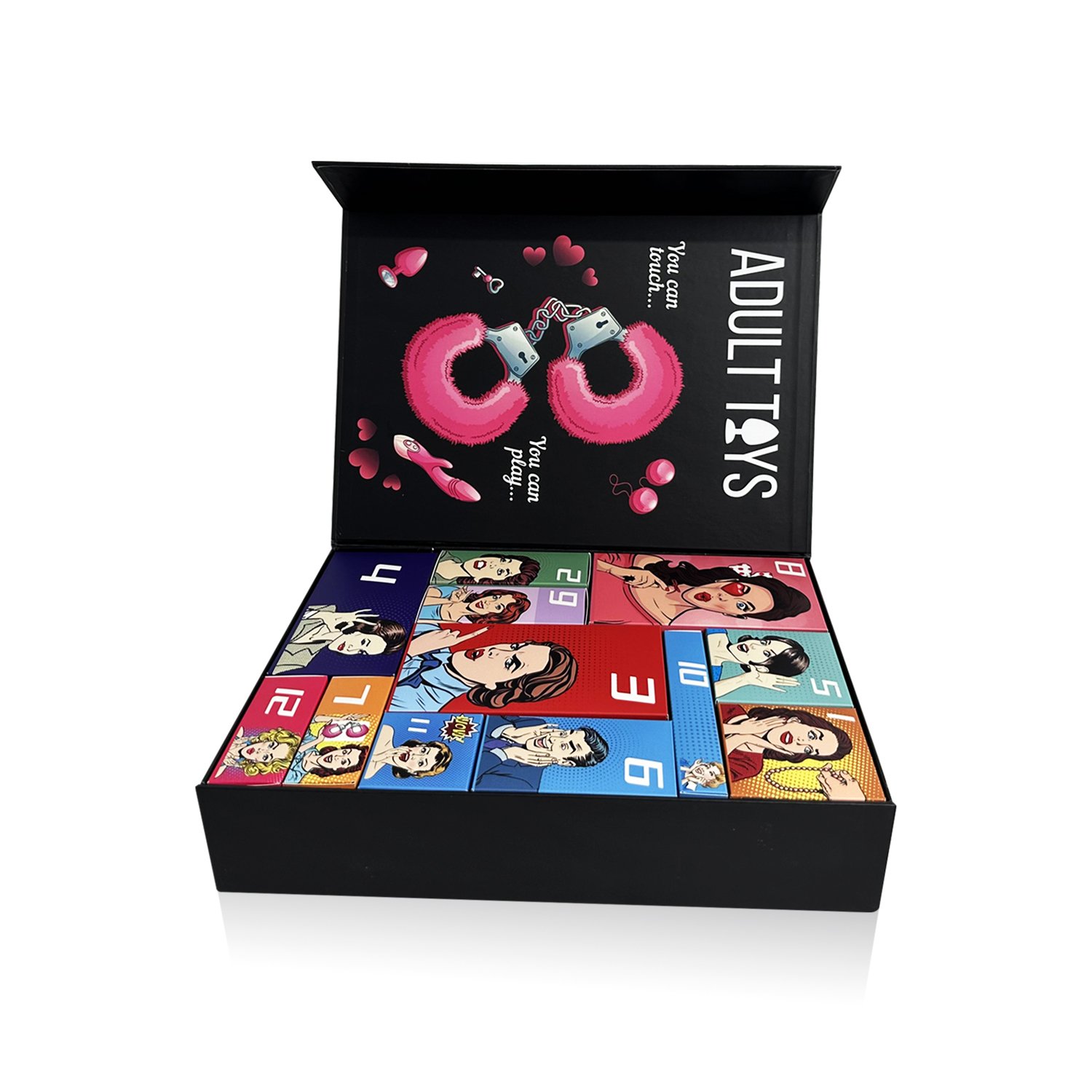 Wholesale cardboard box 12/24/25 days lamination gift black custom advent calendar box