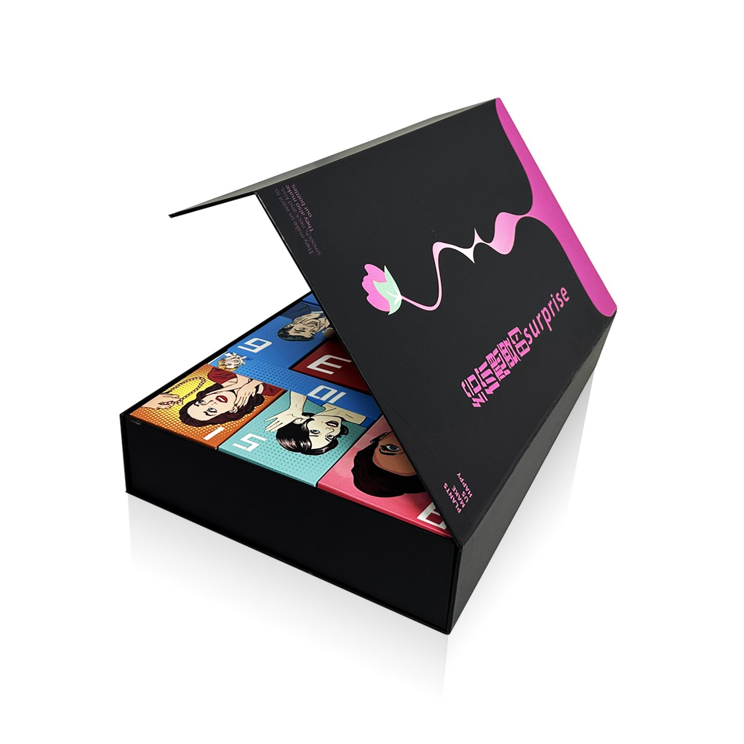Wholesale cardboard box 12/24/25 days lamination gift black custom advent calendar box