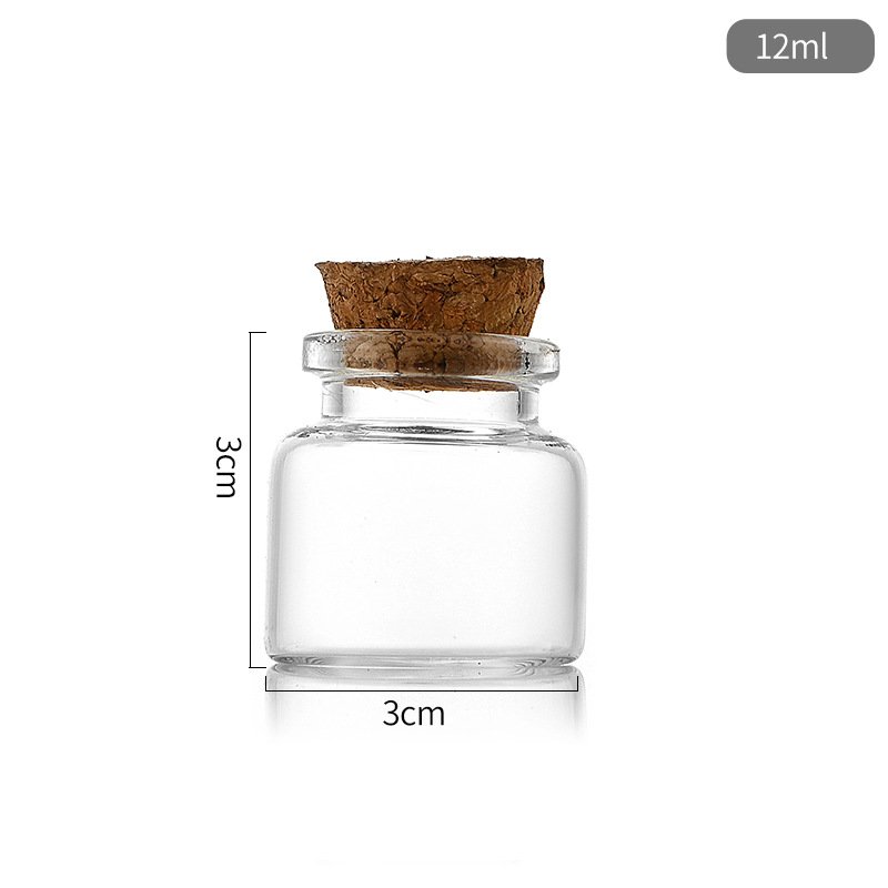 Width 30mm Mini Bottles With Cork Lids Wishing Message Glass Bottles Vials Pudding Glass Jar With cork glass bottle stopper