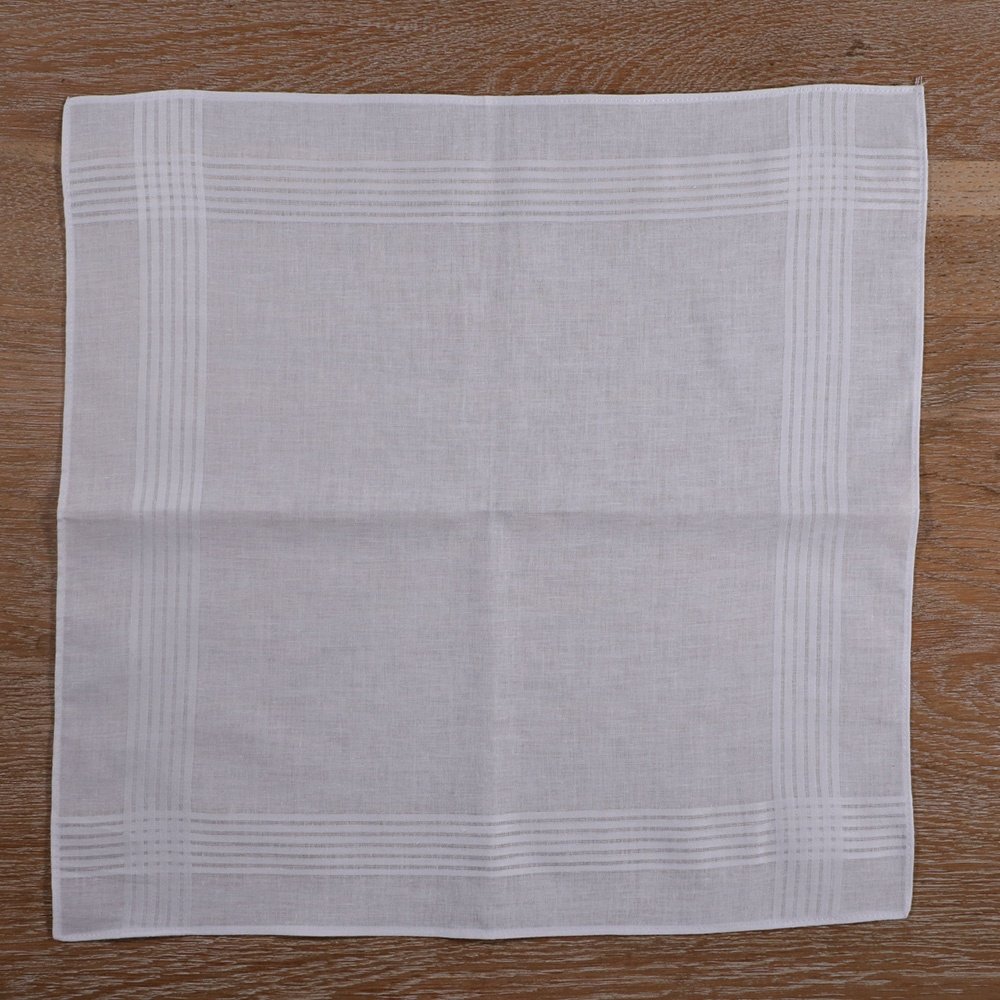 M005 White Cotton Satin fabric Size 40cm x 40cm Sewn Hem Men's Gift Handkerchiefs for personalized printing or embroidery