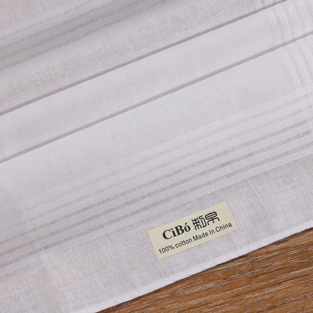 M005 White Cotton Satin fabric Size 40cm x 40cm Sewn Hem Men's Gift Handkerchiefs for personalized printing or embroidery