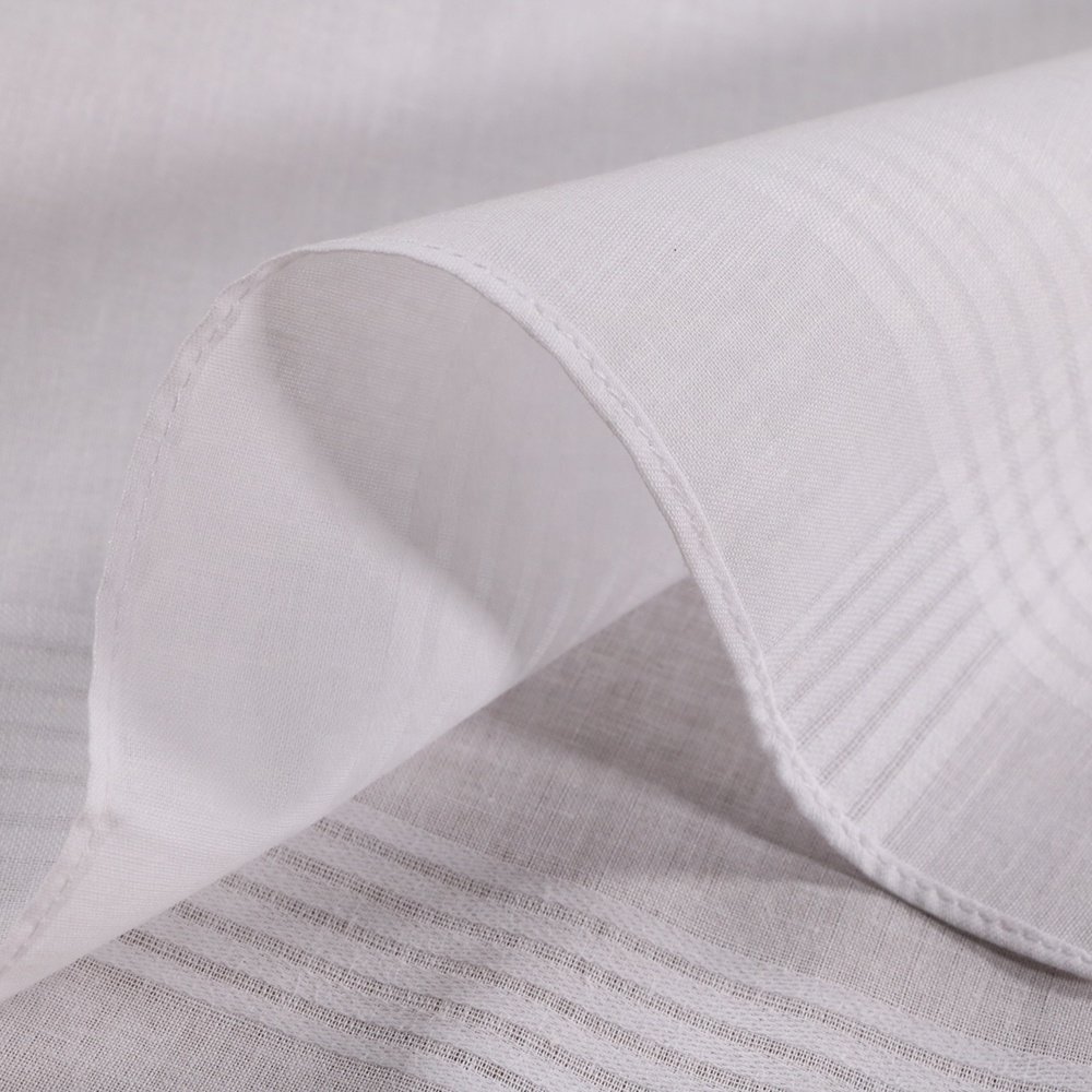 M005 White Cotton Satin fabric Size 40cm x 40cm Sewn Hem Men's Gift Handkerchiefs for personalized printing or embroidery