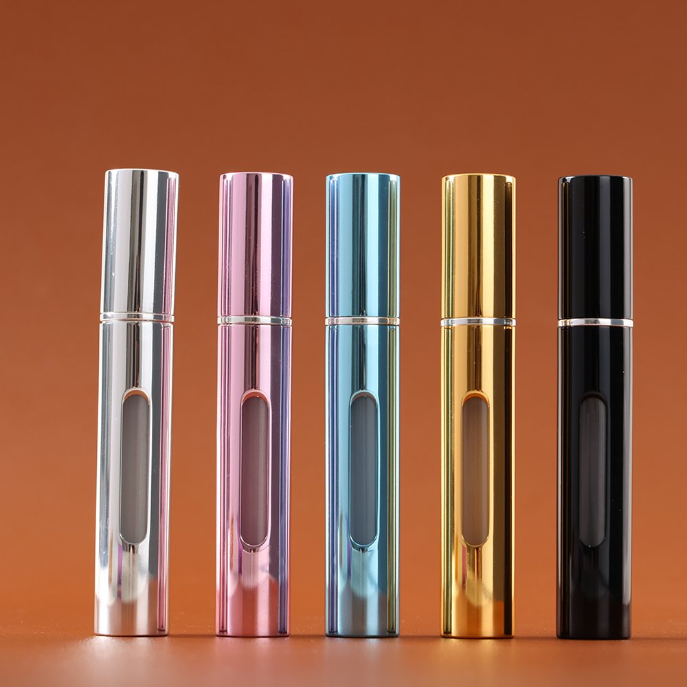 5ML Aluminum Mini Pocket Travel Size Perfume Atomizer Refillable Empty 5ml Aluminum Perfume Bottle with Dropper Pump Spray