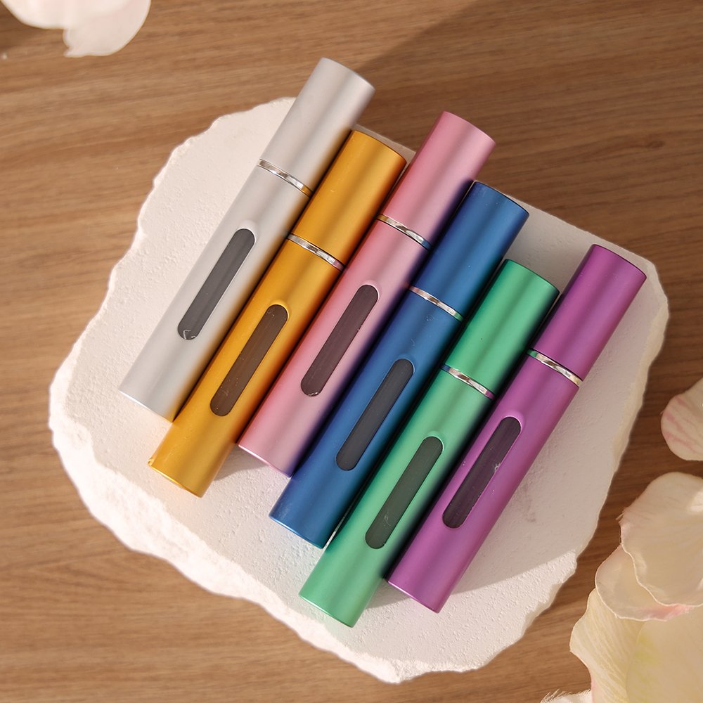 5ML Aluminum Mini Pocket Travel Size Perfume Atomizer Refillable Empty 5ml Aluminum Perfume Bottle with Dropper Pump Spray
