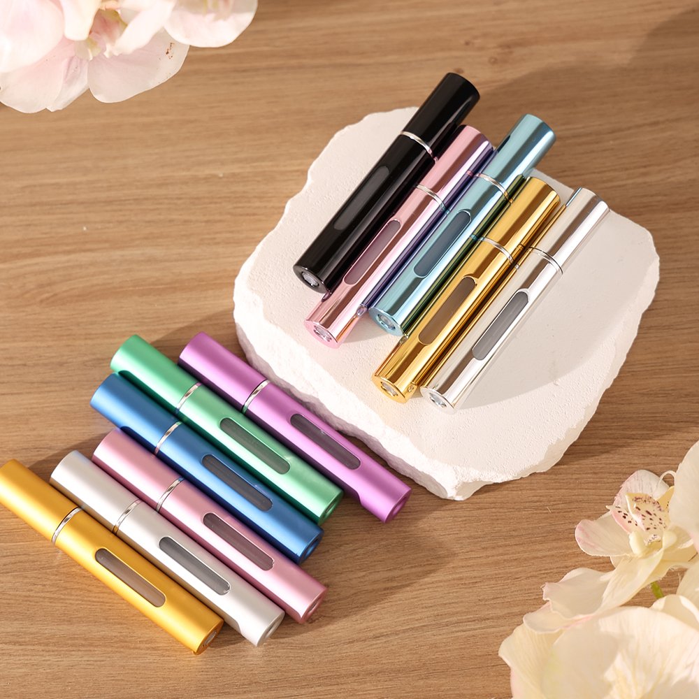 5ML Aluminum Mini Pocket Travel Size Perfume Atomizer Refillable Empty 5ml Aluminum Perfume Bottle with Dropper Pump Spray