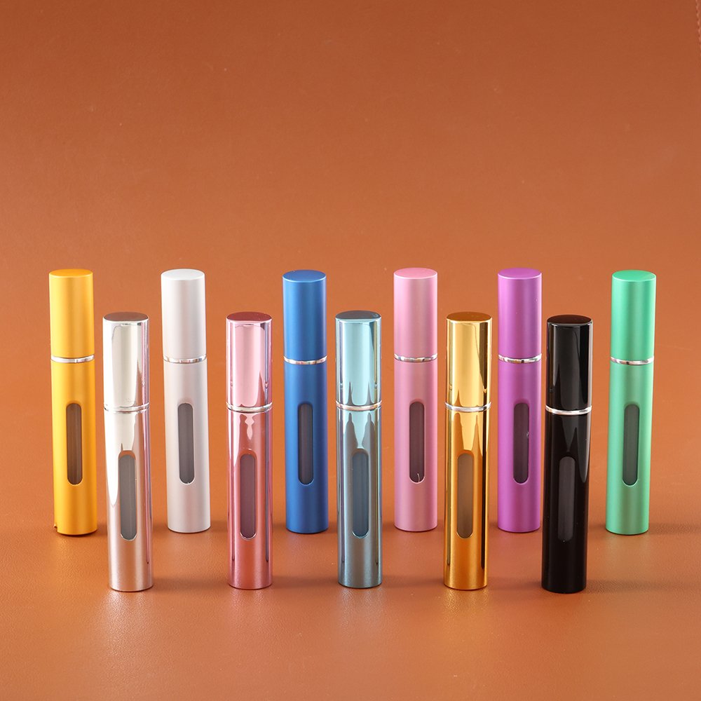 5ML Aluminum Mini Pocket Travel Size Perfume Atomizer Refillable Empty 5ml Aluminum Perfume Bottle with Dropper Pump Spray