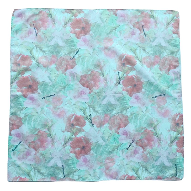 Pink and red flowers crepe digital printing women's handkerchief Japanese sustainable furoshiki wrapping cloth