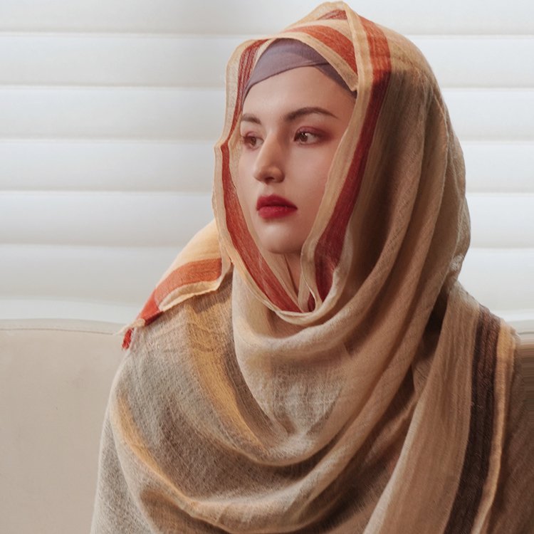 RTS Designers ethnic solid color cashmere woven scarves stripe handkerchiefs hijab pashmina shawls muslim women neck warmer