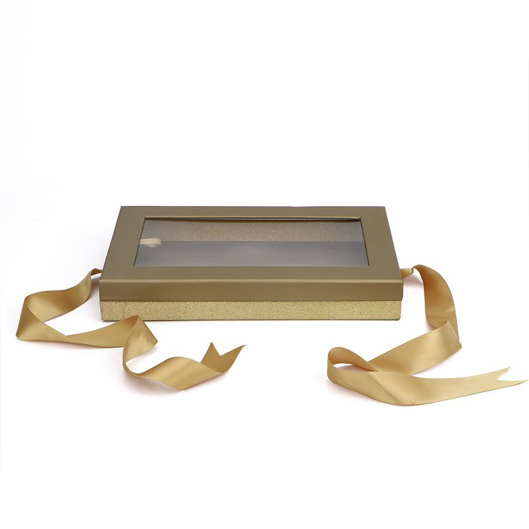 Personalized Customized Windowing Paper Packaging Box Printing Luxury Gift Box For Silk Scarf Handkerchief Packing With Ribbon