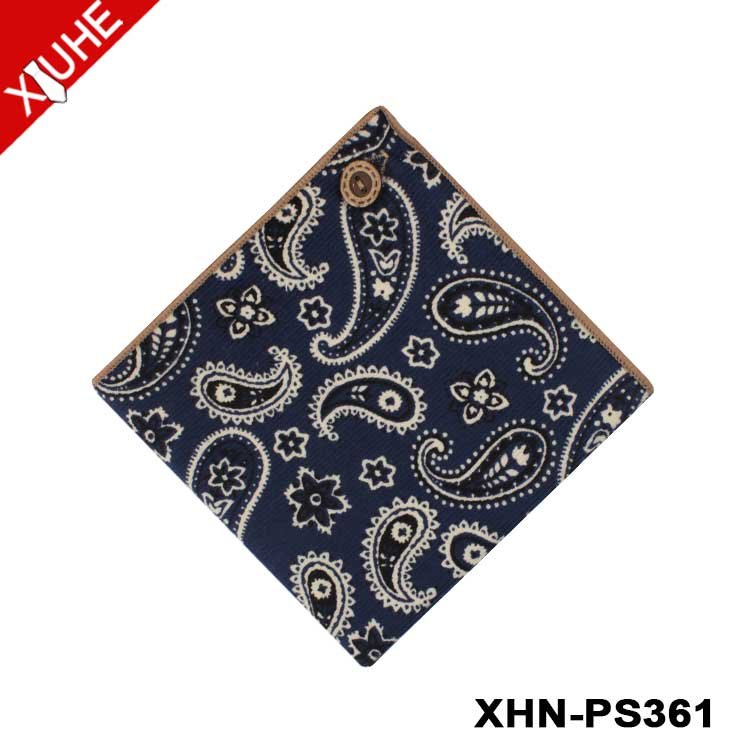 OEM ODM Handkerchieif Cotton High Quality Custom Pocket Square Cotton Digital Print Paisley Pocket Squares for Men