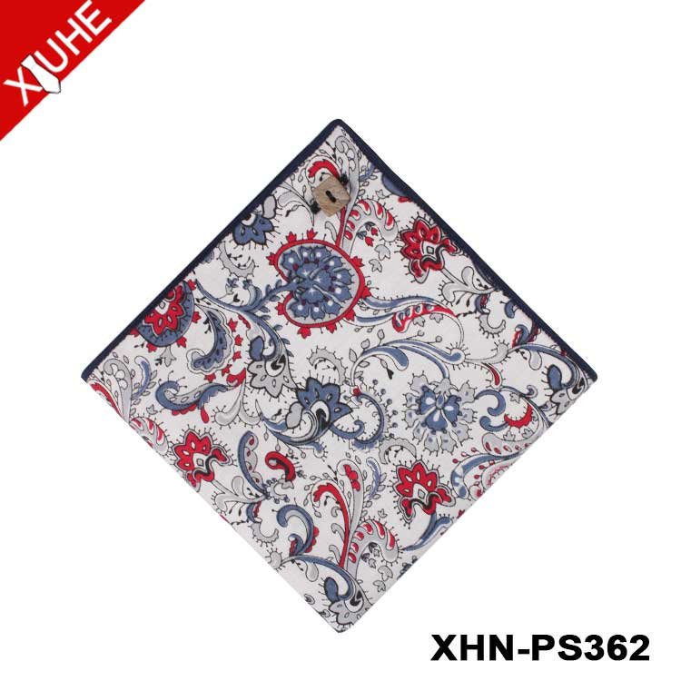 OEM ODM Handkerchieif Cotton High Quality Custom Pocket Square Cotton Digital Print Paisley Pocket Squares for Men