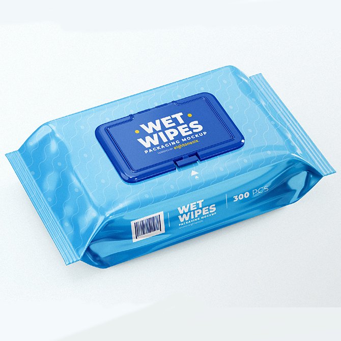 Custom printed laminated side gusset pouch disposable baby wet wipes tissue empty plastic packaging bag with window stickers