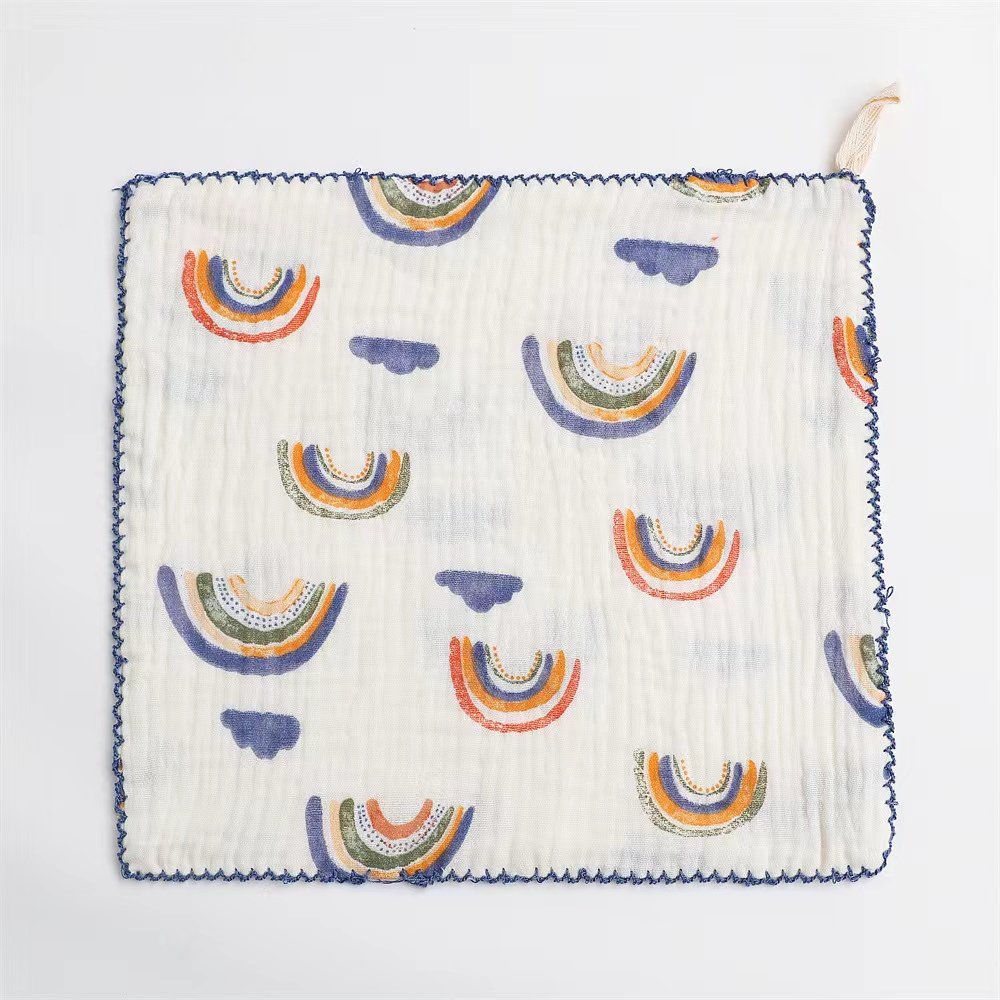 Baby multifunctional handkerchief patting hiccup towel soothing towel baby cotton four-layer gauze printed small square towel