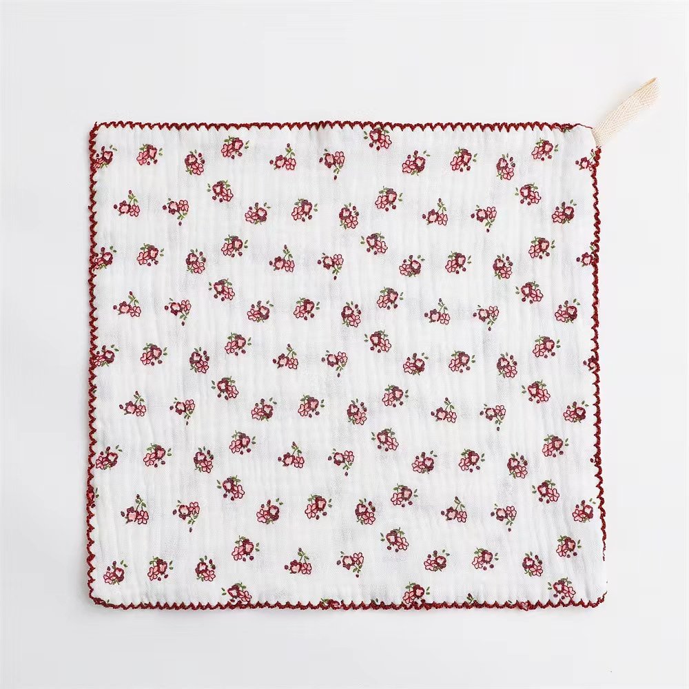 Baby multifunctional handkerchief patting hiccup towel soothing towel baby cotton four-layer gauze printed small square towel