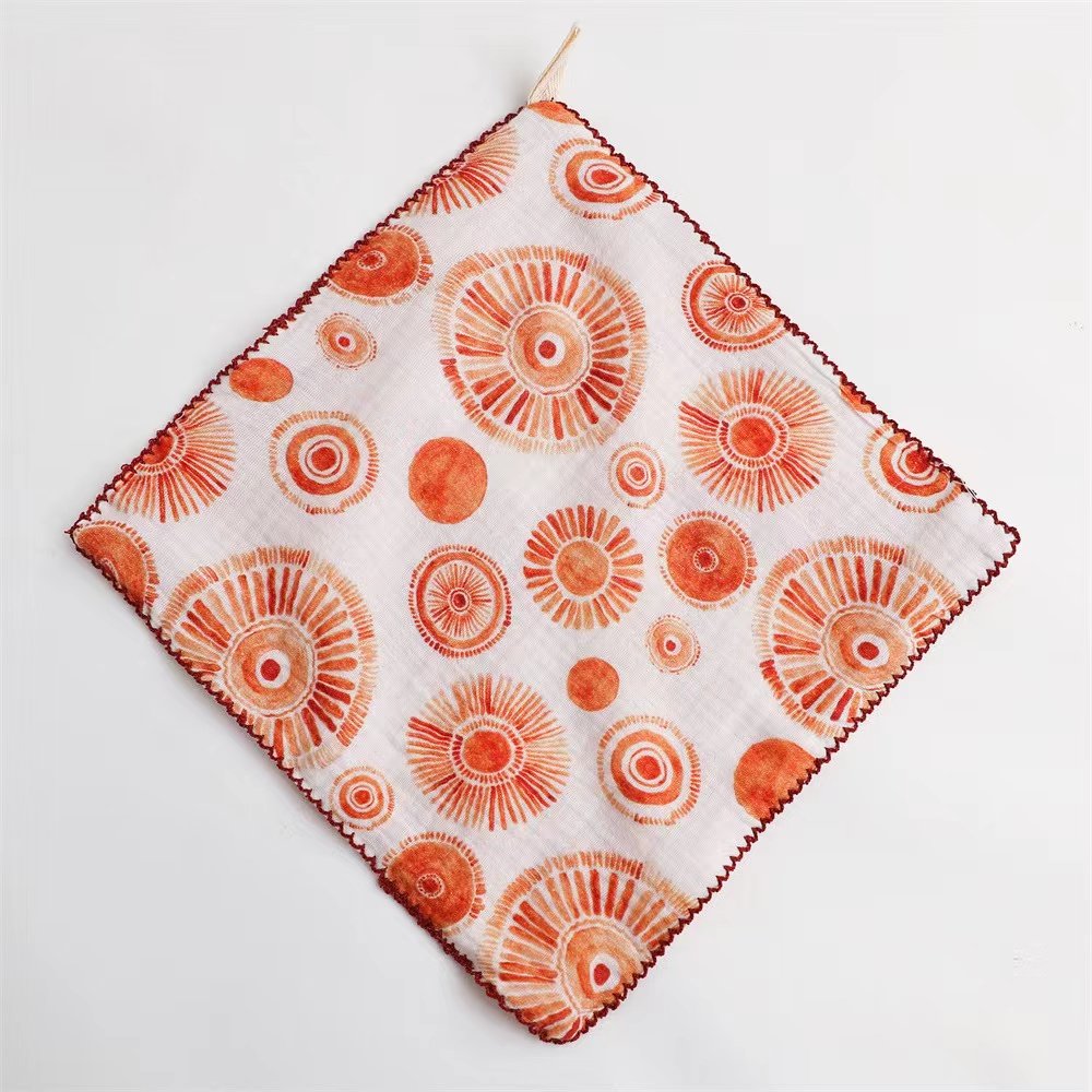 Baby multifunctional handkerchief patting hiccup towel soothing towel baby cotton four-layer gauze printed small square towel