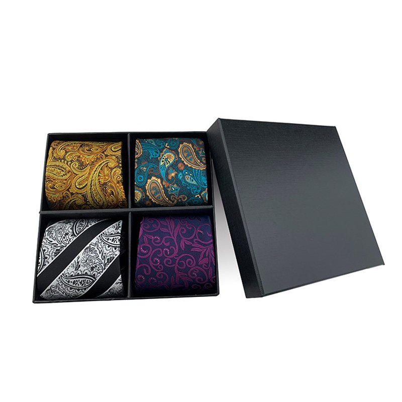 Custom Designs Beautiful Gift Boxes Neck Ties Socks Handkerchief Cufflinks Box for Men Accessories Birthday Gift Packing Box