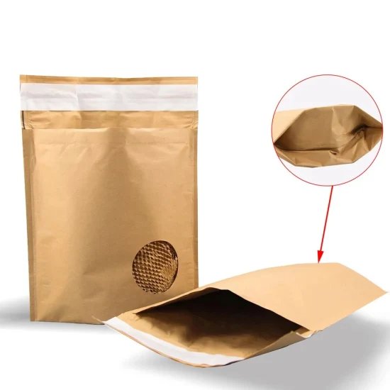 Eco Friendly Compostable Mailing Bag Honeycomb Kraft Paper Mailer Shipping Bag with Bottom Gusset for Extra space