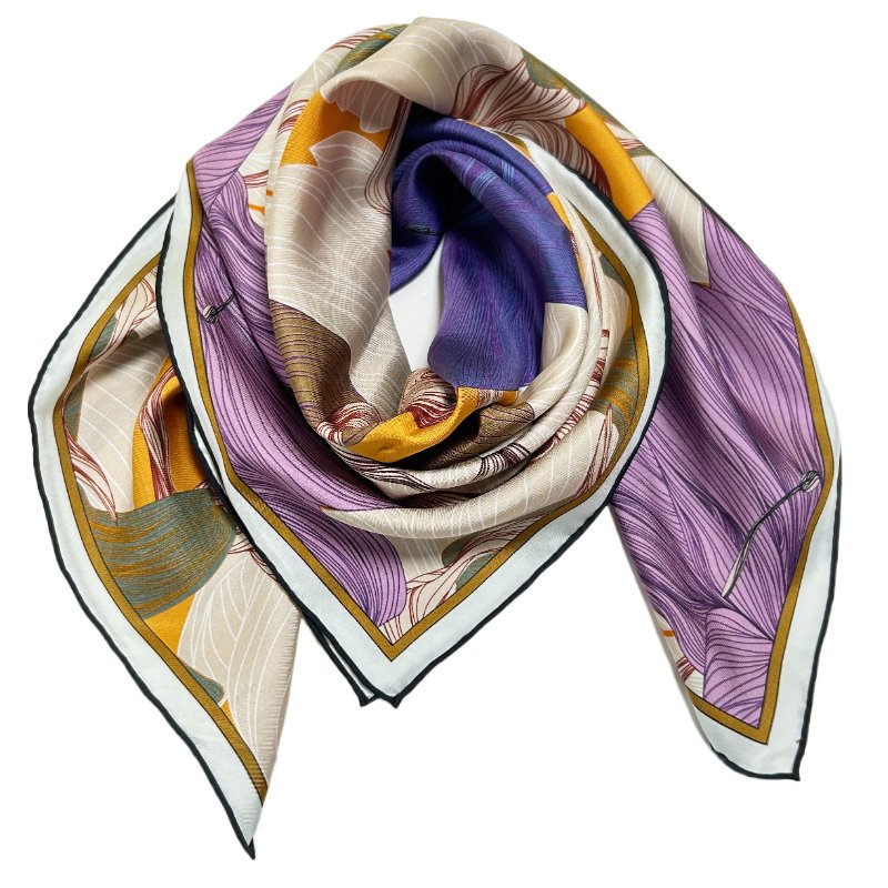 Customized Company Logo Women Digital Printing Satin Scarf 90cm Silk Square Scarves