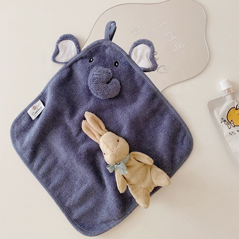 2023 New Small Animal Cartoon Handkerchief Small Square Towel Pure Cotton Kindergarten Handkerchief Children's Face Towel