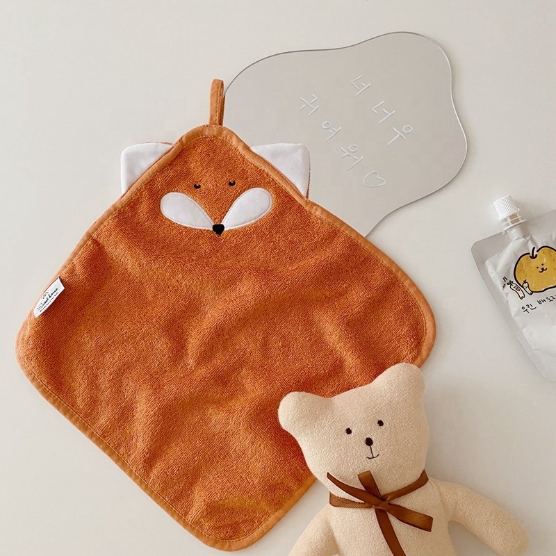2023 New Small Animal Cartoon Handkerchief Small Square Towel Pure Cotton Kindergarten Handkerchief Children's Face Towel