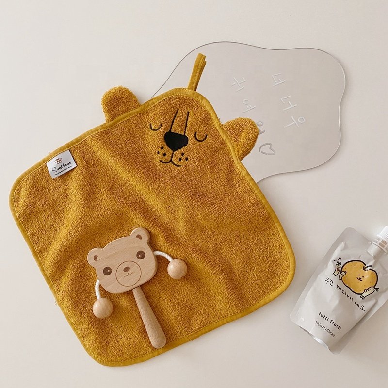 2023 New Small Animal Cartoon Handkerchief Small Square Towel Pure Cotton Kindergarten Handkerchief Children's Face Towel
