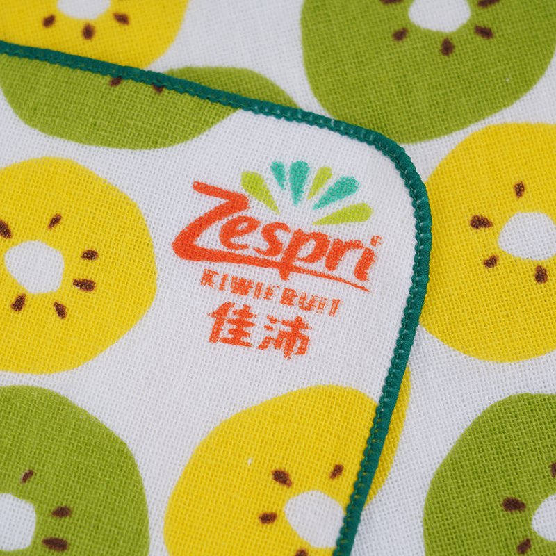 Pure cotton gauze kiwi fruit printed handkerchief one side pure cotton one side gauze active printed square towel