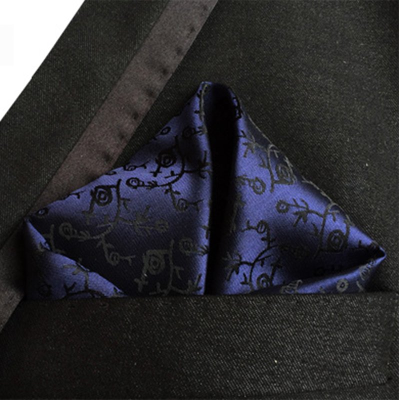 25cm Silk Jacquard Hanky Red & Black Paisley Men Fashion Floral Dot Pocket Square Handkerchiefs for Men Suit Costom Handkerchief