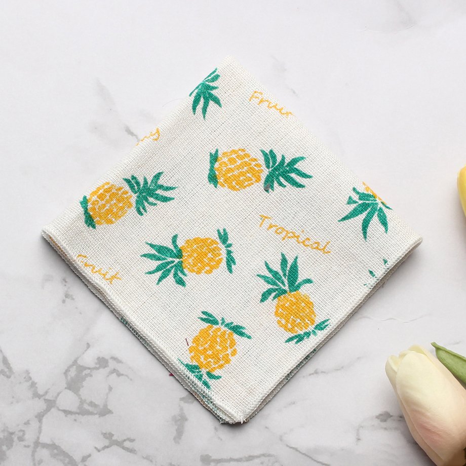 Custom New Quality Handkerchief Scarves Vintage Linen Hankies Pocket Square Handkerchiefs Cartoon Print Cotton Hnaky for Men
