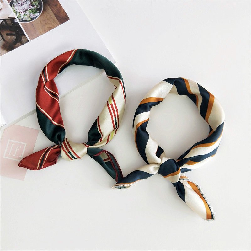 HZW-24050 Women's polka dot 50*50cm pocket square handkerchief silky satin neck scarf